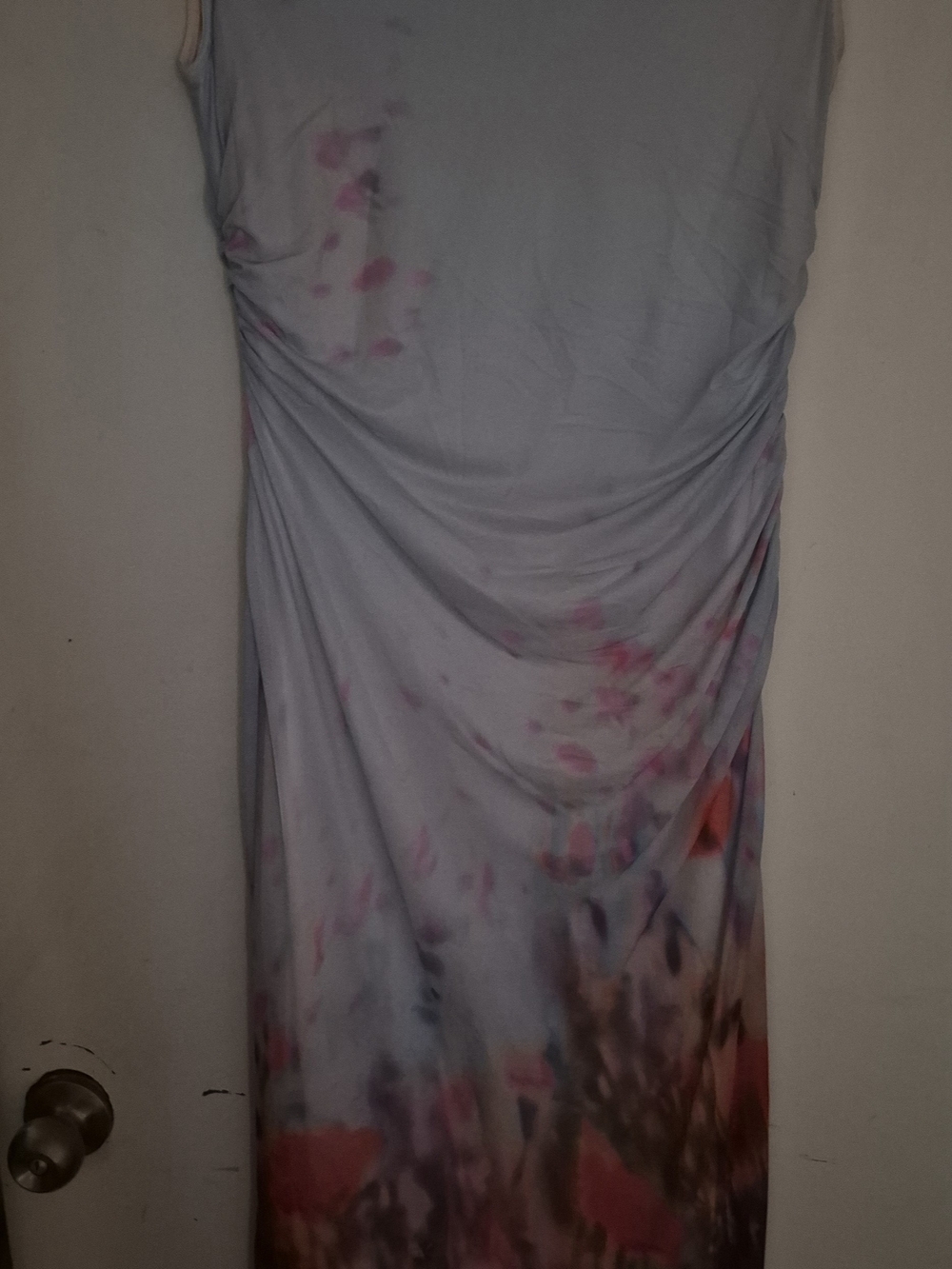 Sleeveless Floral Ombre Maxi Dress in Light Blue and Pink